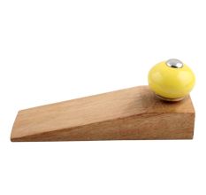 Yellow Round Ceramic Wooden Door Stopper